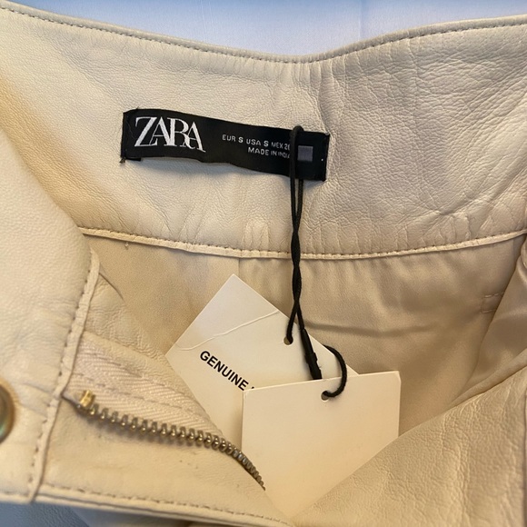 Zara Women 100% Leather High Waist Pleated Slouchy Pants - Picture 13 of 13